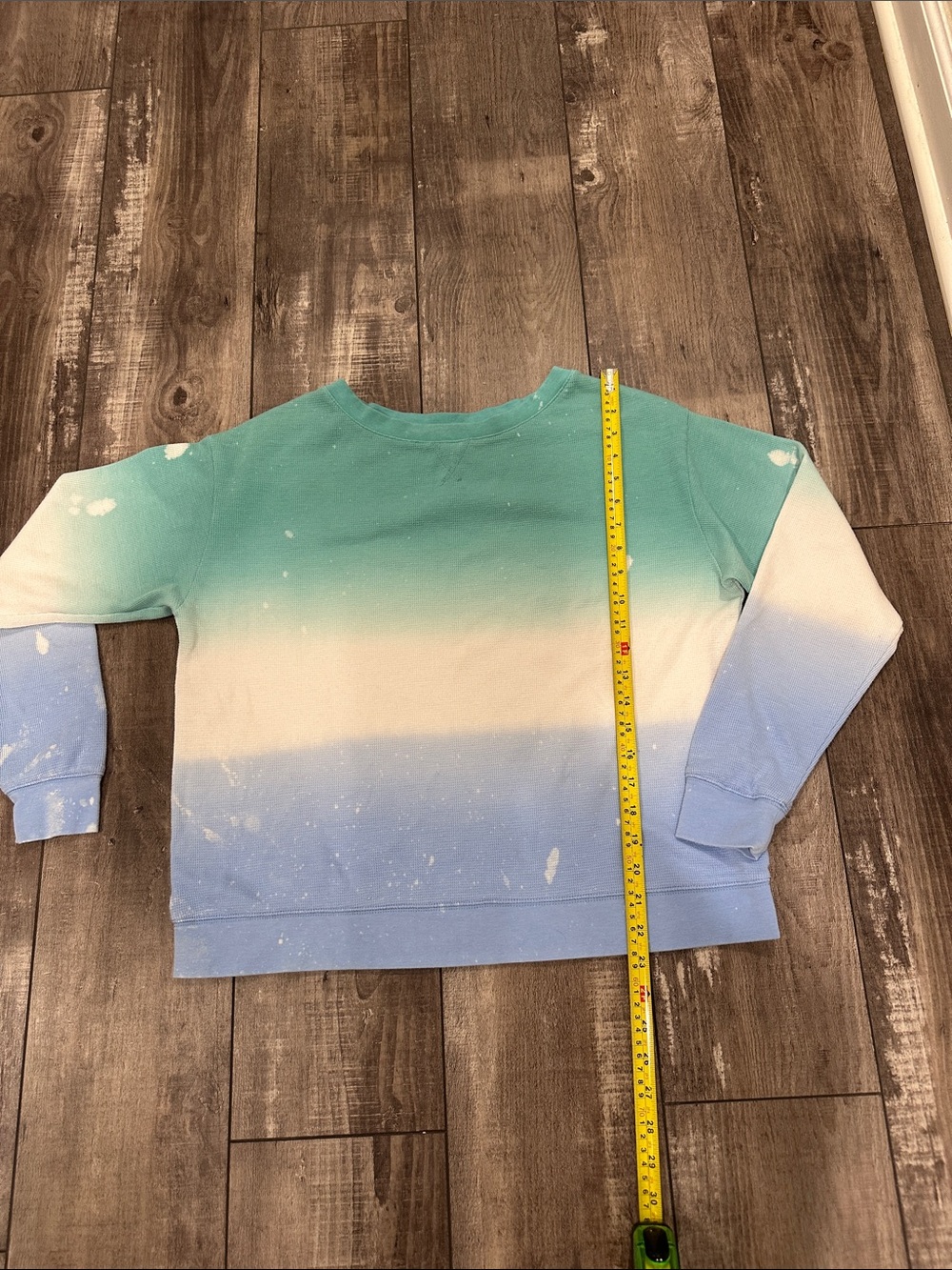 Splendid Ombre Waffle Knit Tee in Teal, White, Light Blue